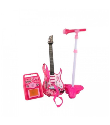 Elektrikitarr mikrofoni ja võimendiga (roosa)
