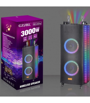 Juhtmevaba Bluetooth-kõlar - kõlar koos RGB LED-tuledega 3000W GZ-A1212 / NDR-A1212