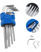 L-kujulised kuuskantvõtmete komplekt 9 tk FORCE TOOLS RK-4006 1.5mm - 10mm