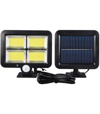 Päikesepatareiga välisvalgusti 4COB LED liikumisanduri ja puldiga