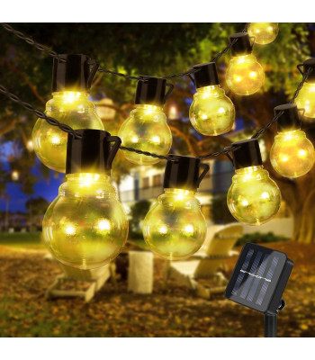 Väliterrassi valguskett - Suured LED lambipirnid päikesepatareiga 5M 20LED