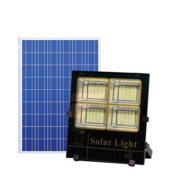 LED 100W välisvalgusti päikesepaneeli ja LCD-ekraaniga, juhitav puldiga LDJ-88100.
