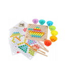 Puidust Montessori pusle värviliste helmeste hoidiku pallidega