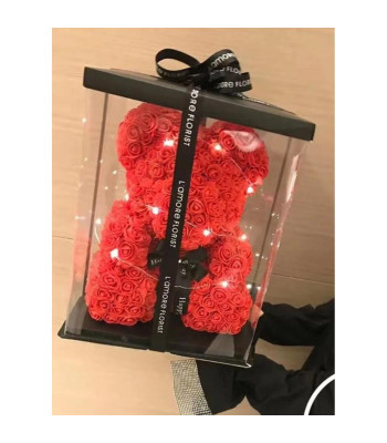 Lõhnav roosidega karu 40cm LED tulede ja karbiga