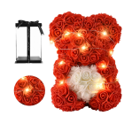 Lõhnav kaisukaru, mis on valmistatud roosidest südame ja LED-pirnidega 25cm