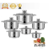 12-osaline roostevabast terasest pottide komplekt kaantega, zilner premium zl-8123