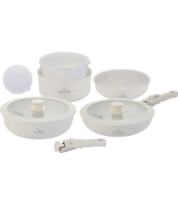 Kivimassi 11-osaline pottide ja pannide komplekt eemaldatava käepidemega, ZILNER ZL-8571