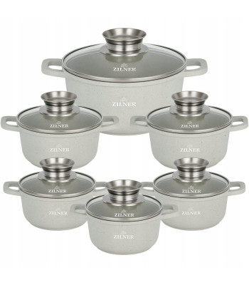Akmassest 12-osaline potikomplekt marmorkattega, ZILNER ZL-8573