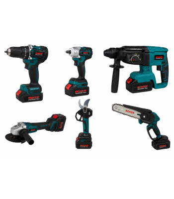 Akutööriistade komplekt Boxer bx-3436, 6 tööriista ja 4 akut, 36 v