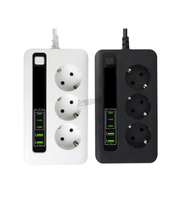 Pikendusjuhe 2m 3 pesa, 2 USB ja 3 Type-C ühendusega BKL-04EU