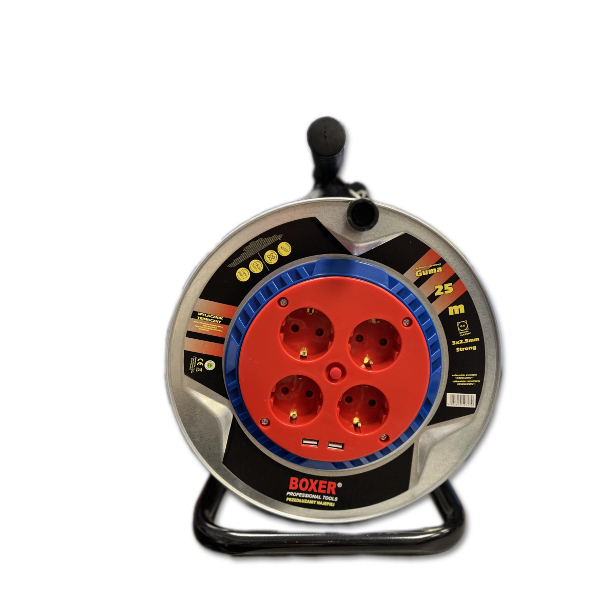 Pikendusjuhe rulliga 25m, 3Gx2.5mm², 3150w BOXER BX-747