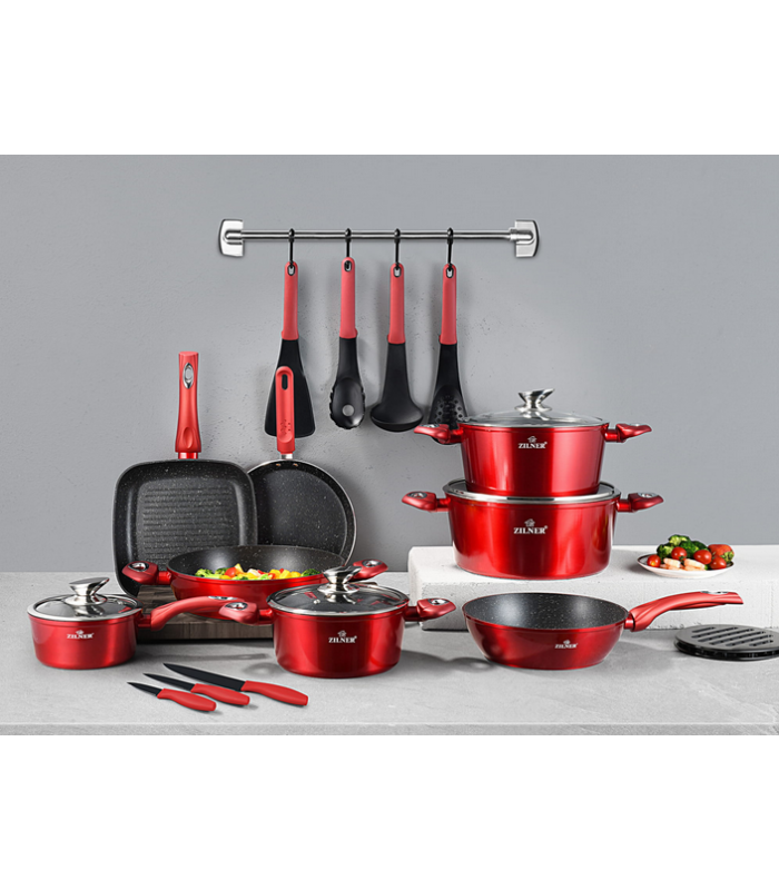 Marmorkattega pottide ja pannide komplekt Cherry RED ZILNER ZL-8541