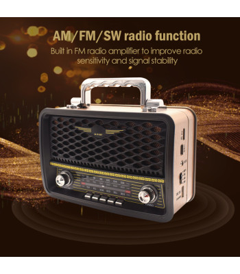 Retro-stiilis laetav raadiomängija MP3 ja bluetoothiga MEIER M-1918BT