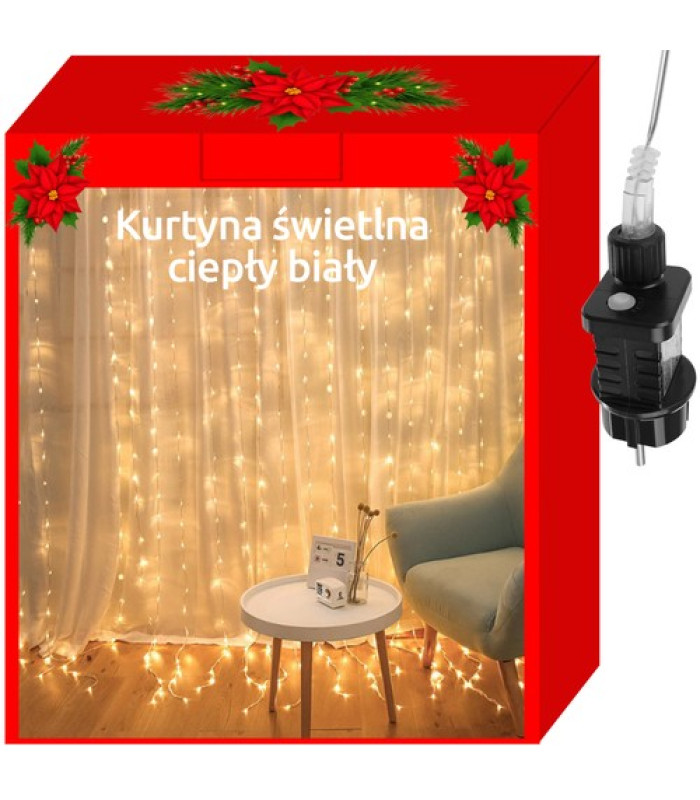 Valguskardinad 300LED - soe valge 31V KŚ11332