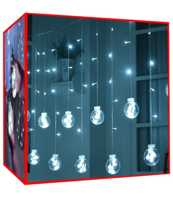 Valgustuskardin 108 LED külm valge