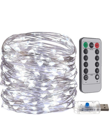 USB jõulupuu tuled - 300 LED juhe, külm valge