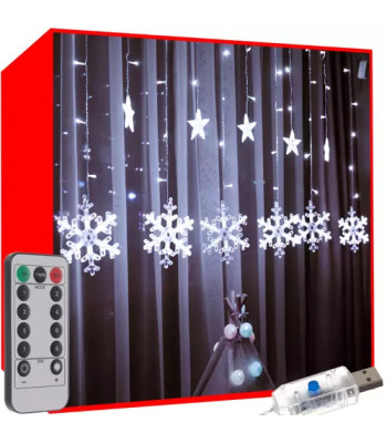 Jõulune LED-kaunistus - vanik Tähed ja lumehelbed 5,4m