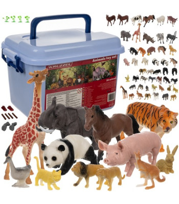 Loomade figuuride mängukomplekt talu 48 looma - metsik, kodune, safari, metsik etui!