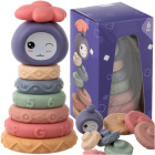 Sensoorplokid lastele, pehmed kummist, loovad, Montessorile torn, püramiid 8 tk