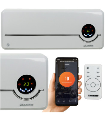 Telefoni ja puldiga juhitav seinale kinnitatav elektriradiaator 2000 W, KAMINER AIRO