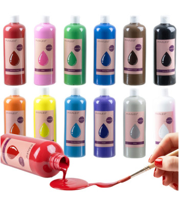 Maaleo plakatvärvid, 12 värvi x 500 ml komplekt