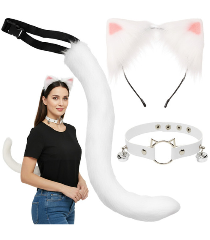 Kassi/kutsu kostüüm 3in1, valge Ruhhy