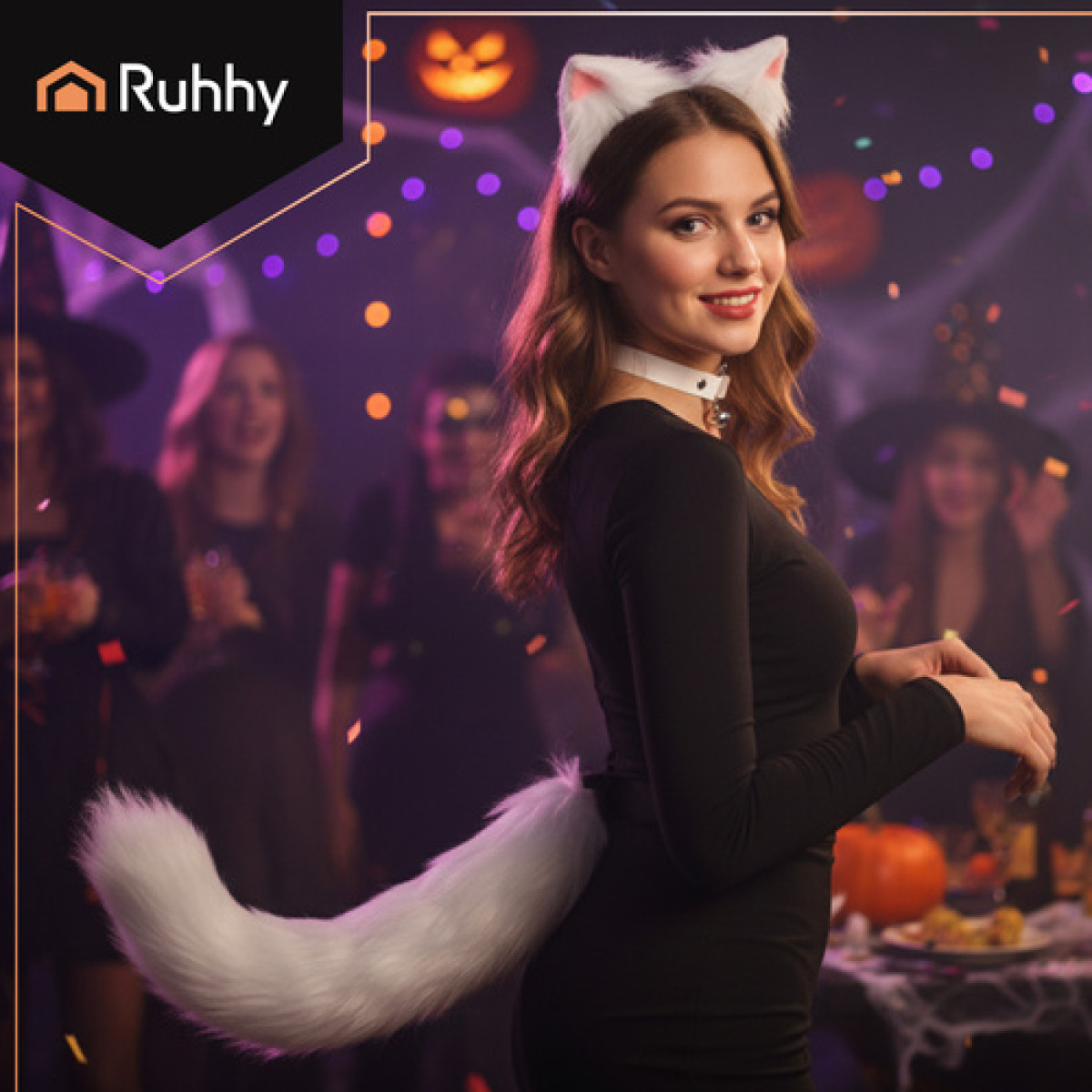 Kassi/kutsu kostüüm 3in1, valge Ruhhy