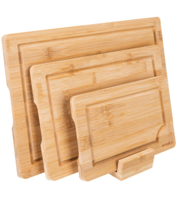 Bambusest lõikelaudade komplekt Ruhhy 3in1 alusega