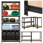 laoriiul Bigstren 220 x 100 x 45 cm must, 5 riiulit, 1000 kg