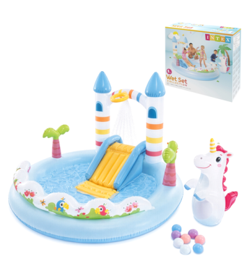 intex unicorn castle veemängukeskus liumäe ja pihustiga 196 x 178 x 127 cm