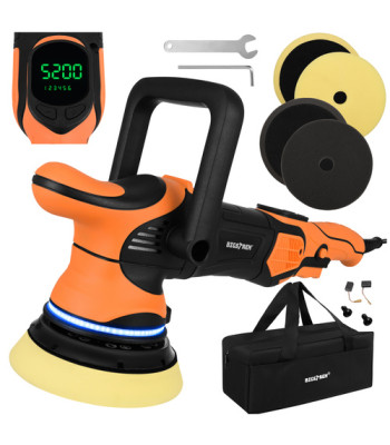 bigstreni auto poleerimismasin 1000 w da 125 mm 15 mm käiguga led + komplekt