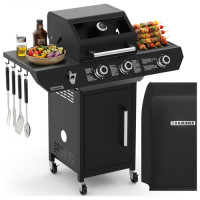 Kaminer Varen 3.0 Black gaasigrill 2+1 10 kW roostevabast terasest katte ja pöördvardaga