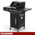 Kaminer Varen 3.0 Black gaasigrill 2+1 10 kW roostevabast terasest katte ja pöördvardaga