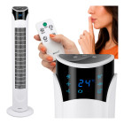 Vaikne tornventilaator Ruhhy koos kaugjuhtimispuldi ja LED-ekraaniga, valge, 83 cm