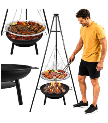 Aiagrill-kolmjalg KAMINER koos lõkkeaseme ja riputatava grillrestiga, 167 × 58 cm