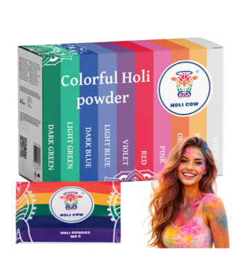 Värviline Holi pulber Holi Cow festivalideks ja mängudeks, 27334, 10 × 100 g