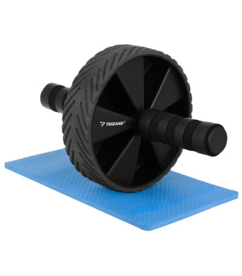 Kõhulihaste treeningratas koos põlvealuse EVA-matiga, must, TRIZAND ABS Roller Wheel, 28 cm