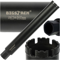 Teemantkroonpuur Bigstren betooni, asfaldi, keraamilise graniidi, kivi ja graniidi jaoks, 1.1/4 UNC, 63×450 mm, 27082