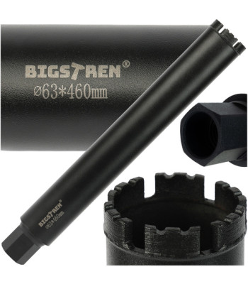 Teemantkroonpuur Bigstren betooni, asfaldi, keraamilise graniidi, kivi ja graniidi jaoks, 1.1/4 UNC, 63×450 mm, 27082