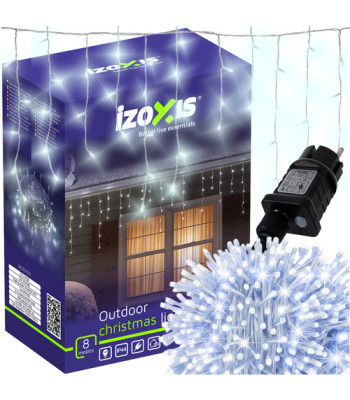 LED-jõulutuled, 500 LED-i, külmvalged jääpurikad, IP44, 8 valgusrežiimi – IZOXIS 26705, 22,5 m