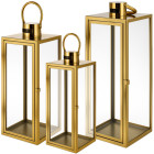 Kuldsete klaaslaternate komplekt RUHHY 26476, 3 tk, 63/49/38 cm