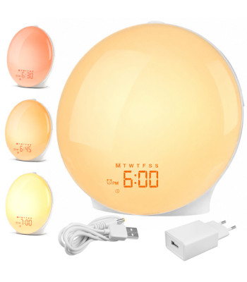 Päikesetõusu simuleeriv valgusäratuskell Izoxis FM-raadio ja 2 alarmiga, 172 x 171 x 76 mm
