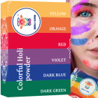 Värvilise holi pulbri komplekt, 6 × 100 g