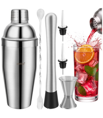 Baarikomplekt jookide ja kokteilide valmistamiseks, professionaalne, kingituseks – Zortiva 6-in-1, shaker 700 ml