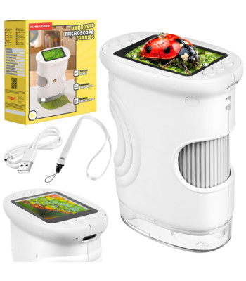 Hariduslik digitaalne taskumikroskoop lastele Kruzzel, valge, 1000x, 2 MP