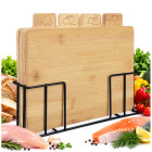 Zortiva bambusest lõikelaudade komplekt metallist hoidikuga, 4 tk, 280 x 200 x 12 mm
