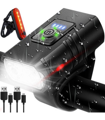 USB-laetavate LED-jalgrattatulede komplekt koos tagatulega 4T6