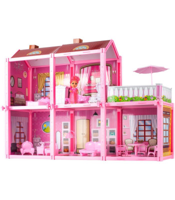 Dollhouse Large Villa nukuga, mis tuleb kokku panna