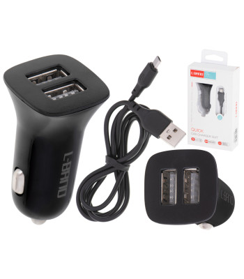 L-BRNO autolaadija Dual USB + Micro Black