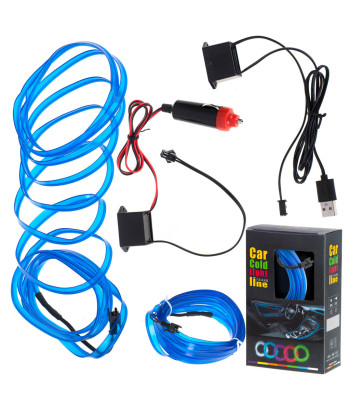 LED välisvalgustus autole / auto USB / 12V riba 3 m sinine
